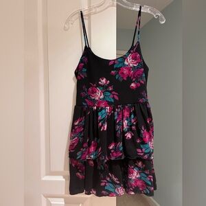 Floral Black and Pink Kids Dress